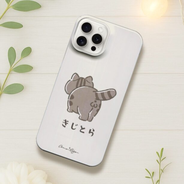 【全機種対応】ケツ穴＊推しケツ スマホケース　くすみカラー　ねこのおしり