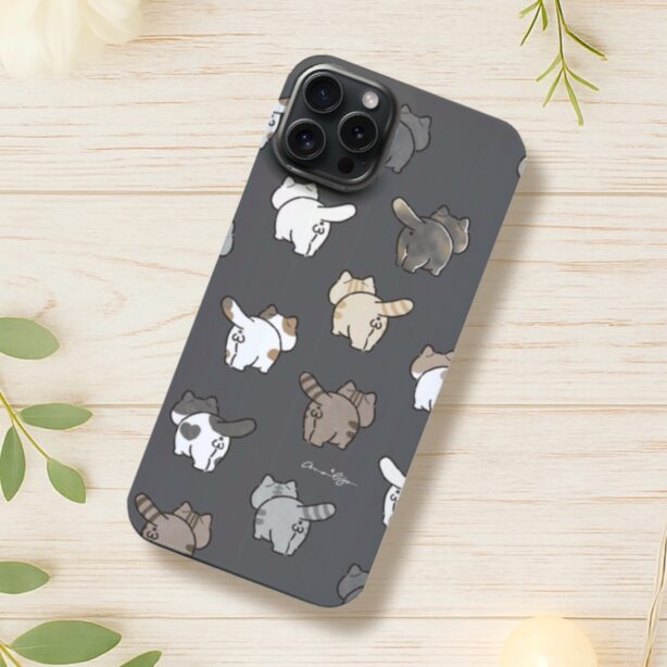 【全機種対応】ケツ穴いっぱい＊スマホケース　モノトーン　ねこのおしり