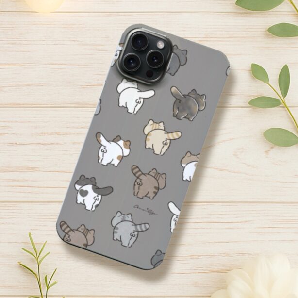 【全機種対応】ケツ穴いっぱい＊スマホケース　モノトーン　ねこのおしり