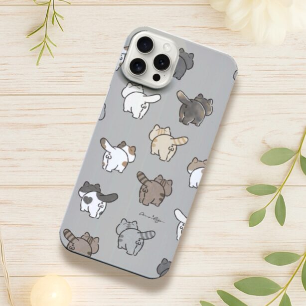 【全機種対応】ケツ穴いっぱい＊スマホケース　モノトーン　ねこのおしり