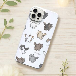 【全機種対応】ケツ穴いっぱい＊スマホケース　モノトーン　ねこのおしり