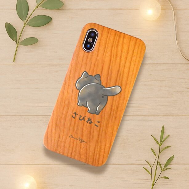 【iphone対応】ケツ穴　ウッドケース　iphoneケース